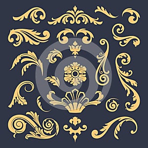 Flourish Heraldic Ornaments Vector Set