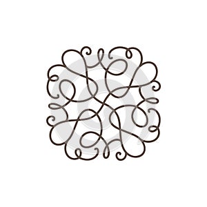 Flourish monoline vector frame illustration. Hand drawn calligraphy style vintage ornament for logo, invitation, wedding