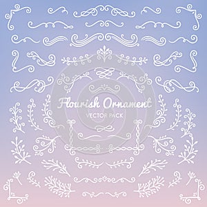 Flourish ornaments calligraphic design elements vector set illus