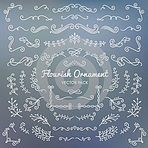 Flourish ornaments calligraphic design elements vector set illus