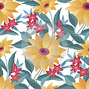 Flourish tiled pattern. Abstract floral background. Flowers