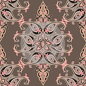 Flourish tiled pattern. Floral retro background. Ornamental flower pattern