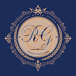 Flourishes calligraphic monogram emblem template. Elegant emblem logo for restaurants, hotels, bars and boutiques.