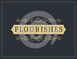 Flourishes calligraphic vintage ornamental background. Vector luxury invitation, restaurant menu or royalty certificate