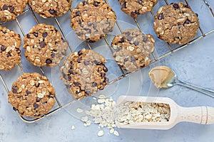 Flourless gluten free peanut butter, oatmeal and chocolate chips