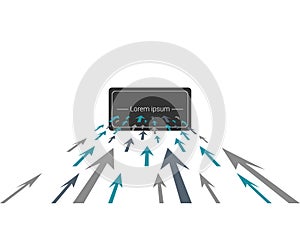 Flow of arrows. Vector illustration