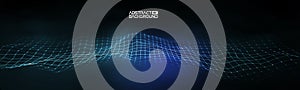 Futuristic vector illustration. Blue technology background. Big data vector. Technology wave abstract background.