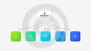 Flow chart infographic business template. Vector info graphic design illustration with 5 steps