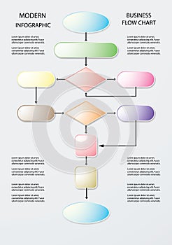 Flow chart information Infographics element connect data Business diagram market on white background vector illustration