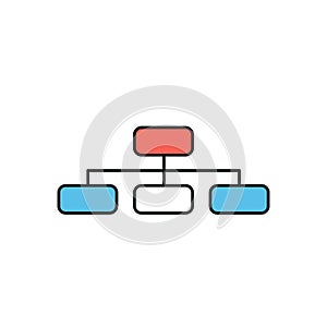 Flow chart thin line icon. Color