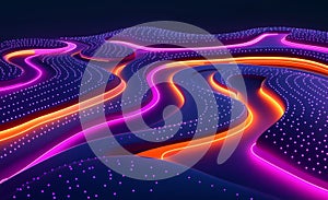 The flow of cyberdata. Blockchain data fields. Cyberspace. The digital generation, electronic field, processed data