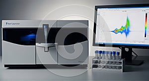 Flow Cytometer with Sample Tube and Scatter Plot Display