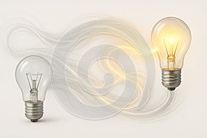 The flow of energy between two light bulbs.