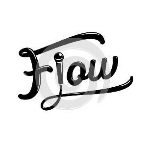 Flow hand drawing design with microphone
