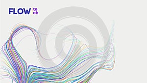 Flow Tech Multicolored Abstract Line Art on White Background
