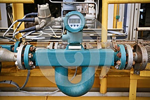 Flow transmitter or Flow transducer equipment function and sent PLC logic to processor in oil and gas production process