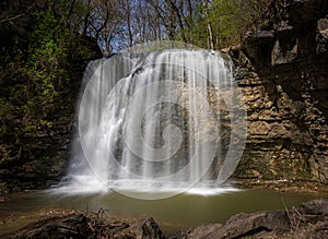 Flow of water over Hayden Run Falls near Columbus Ohio