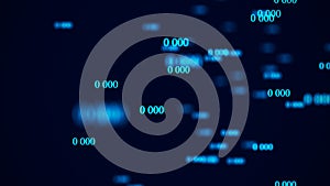 Flow of zeros. Digital background matrix. 3d rendering. Binary code background. Programming. Web Developer