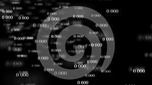 Flow of zeros. Digital background matrix. 3d rendering. Binary code background. Programming. Web Developer