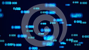 Flow of zeros. Digital background matrix. 3d rendering. Binary code background. Programming. Web Developer