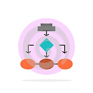 Flowchart, Algorithm, Business, Data Architecture, Scheme, Structure, Workflow Abstract Circle Background Flat color Icon