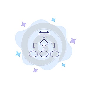 Flowchart, Algorithm, Business, Data Architecture, Scheme, Structure, Workflow Blue Icon on Abstract Cloud Background