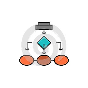 Flowchart, Algorithm, Business, Data Architecture, Scheme, Structure, Workflow  Flat Color Icon. Vector icon banner Template