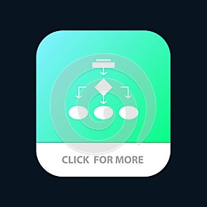 Flowchart, Algorithm, Business, Data Architecture, Scheme, Structure, Workflow Mobile App Button. Android and IOS Glyph Version