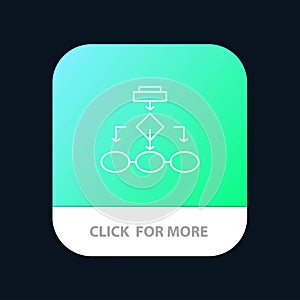 Flowchart, Algorithm, Business, Data Architecture, Scheme, Structure, Workflow Mobile App Button. Android and IOS Line Version