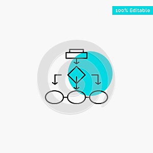 Flowchart, Algorithm, Business, Data Architecture, Scheme, Structure, Workflow turquoise highlight circle point Vector icon