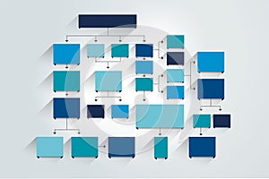 Flowchart. Blue Colored shadows scheme.