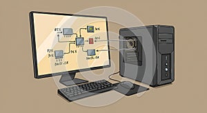 Flowchart connecting data to PC hardware illustration