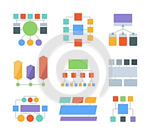 Flowchart elements. Infographic templates business processes diagrams workflow chart shapes with place for text garish