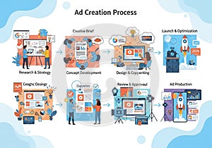 Flowchart illustrating the ad creation process