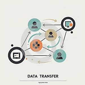 Flowchart illustrating data transfer using interconnected circles and arrows. Circles