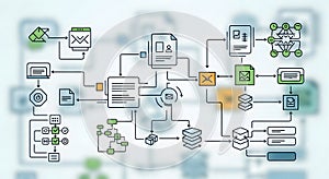 Flowchart illustrating document processing and workflow