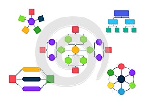 Flowchart organization. Infographic diagram for organizational structure. Flow chart with hierarchy. Icon of flowchart. Design