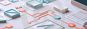 Flowchart, the process of transition from paper to digital document flow.