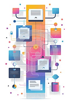 Flowchart, the process of transition from paper to digital document flow.
