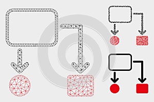 Flowchart Scheme Vector Mesh Network Model and Triangle Mosaic Icon