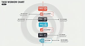 Flowchart with a vertical layout illustrating a task workflow. Contains three primary