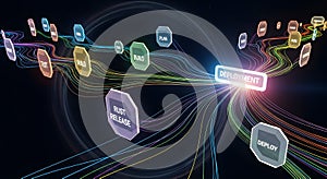 Flowchart visualization illustrating a software development process.