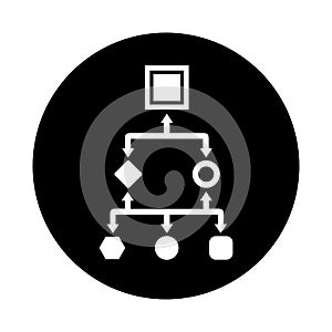 Flowchart, workflow, analytics icon. Black vector sketch