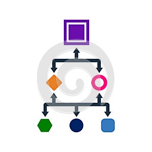 Flowchart, workflow, analytics icon. Simple flat design concept