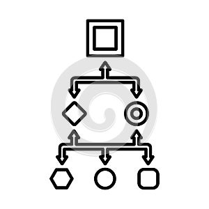 Flowchart, workflow, analytics line icon. Outline vector