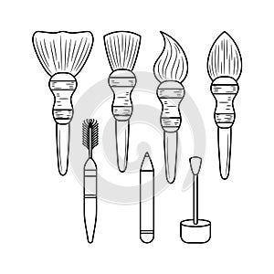 Makeup Brush cosmetics outline vector sign, linear style pictogram vector illustration