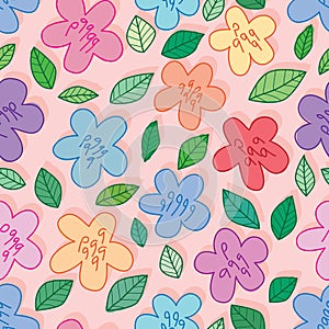 Flower 9 sign inside seamless pattern