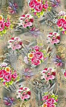 Flower allover color pattern image digital colorful graphics cute