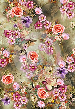 Flower allover color pattern image digital colorful graphics cute photo