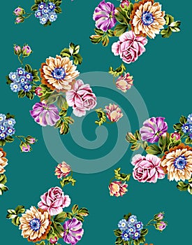 Flower allover pattern and drak rama colour